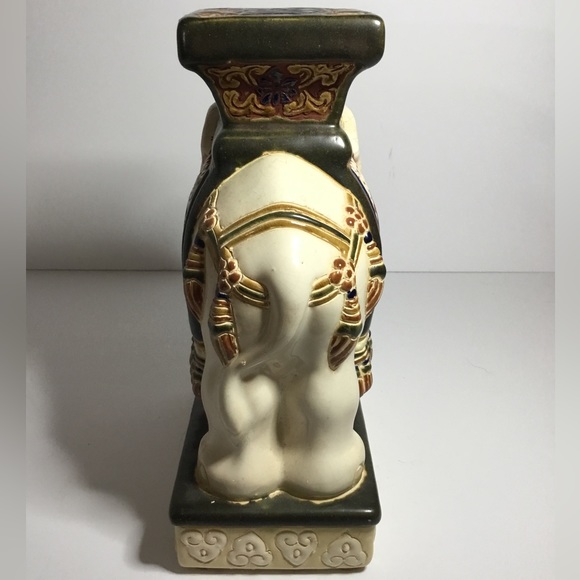 Vintage Ceramic Glazed Elephant Statue Plant Stand Book End - Picture 4 of 6